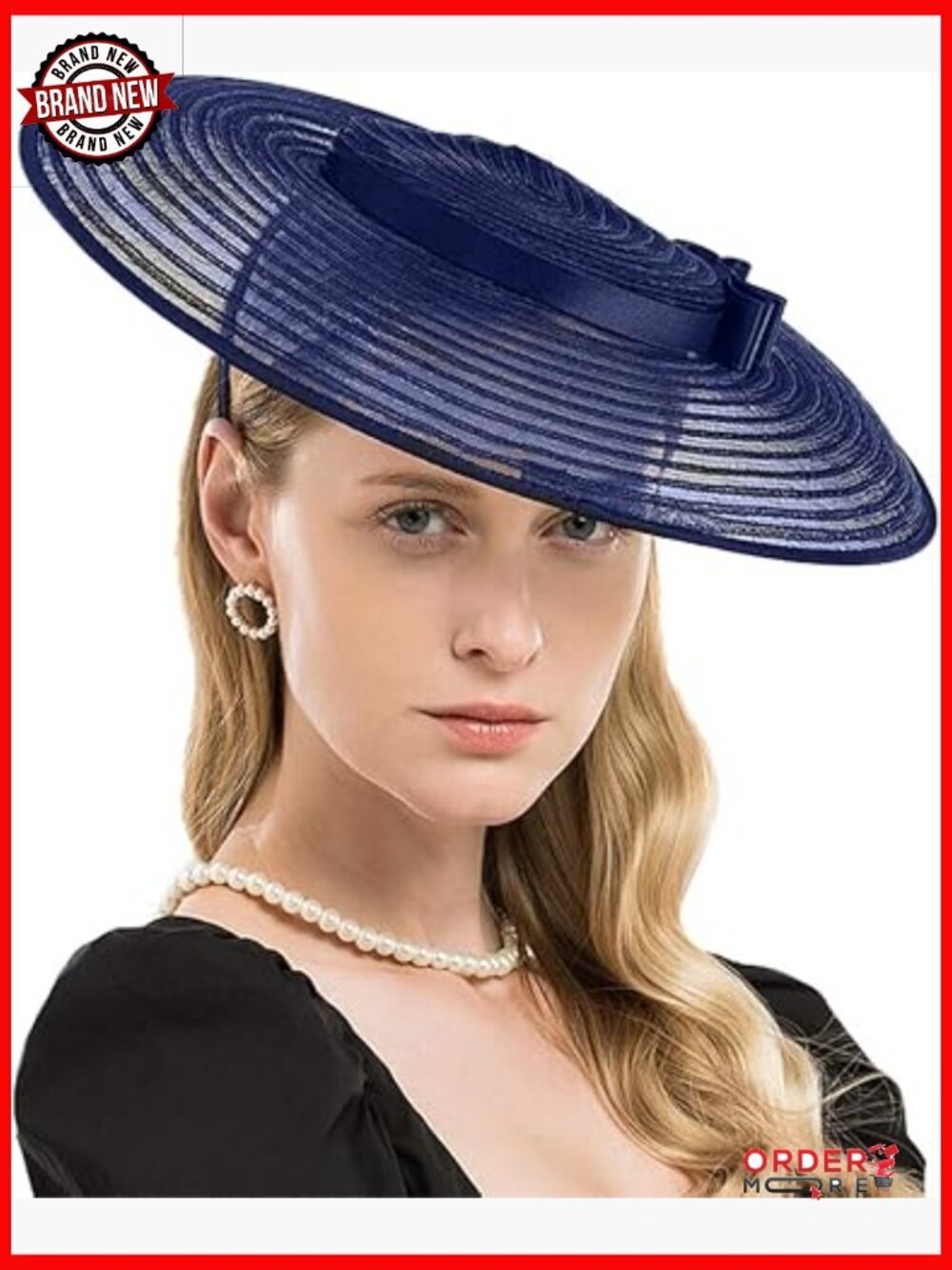 Vintage Straw Fedora Wide Brim Hat Adjustable Fascinator Derby Church